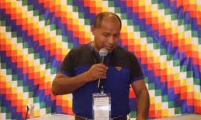 El secretario de actas de los interculturales, Wilson Coro, en una conferencia anterior.
