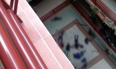 los universitarios se cayeron al vacio en el edificio de la UPEA