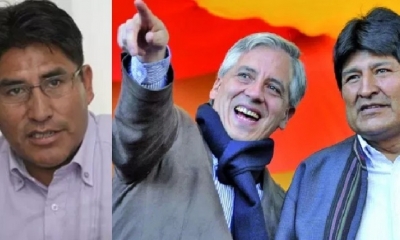 Félix Patzi, Evo Morales y Álvaro García Linea/Foto. Kandire