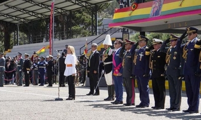 La presidenta transitoria Jeanine Áñez en un acto militar ayer. | APG