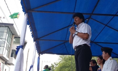 El presidente Morales en Trinidad con las principales autoridades/Foto. BTV