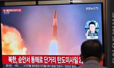 El lanzamiento se dio tras la llegada de un submarino nuclear estadounidense a Corea del Sur. | Fuente: AFP
