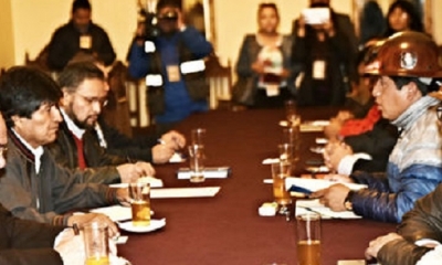 Reunión por incremento salarial entre COB y Gobierno. Foto: RRSS