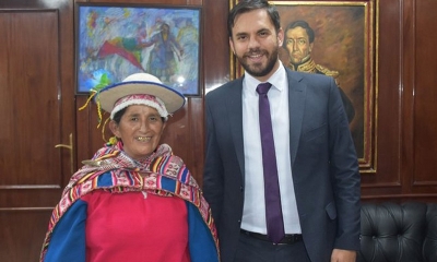La exdiputada del MAS Lidia Patty y el ministro Eduardo Del Castillo, este lunes