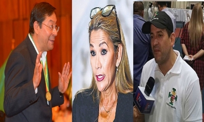 Luis Arce, Jeanine Áñez y Fernando Camacho