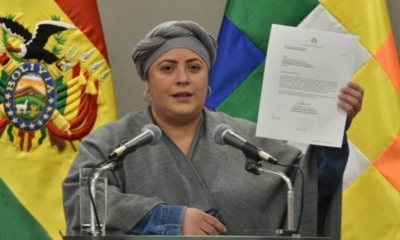 La ministra María Nela Prada en conferencia.