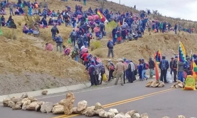 En 2019 los comuncarios de Macha, también protagonizaron bloque de caminos en Potosí. Foto: El Potosí