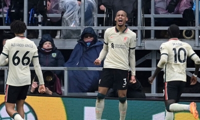 Fabinho celebra su gol sobre Burnley.