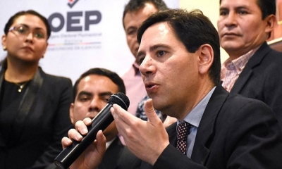 El presidente del TSE, Salvador Romero, en conferencia de prensa. 