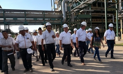 El presidente Evo Morales Ayma, inauguró la Planta Deshidratadora de Alcohol del Ingenio Sucroalcoholero Aguaí. Foto: Archivo