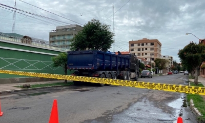 El camión en dependencias de la Felcn.