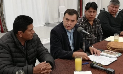 El ministro de la Presidencia, Juan Ramón Quintana, firmó convenios intergubernativos con los alcaldes de 14 municipios 