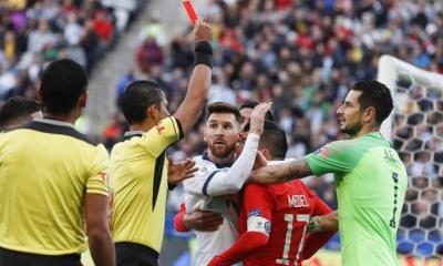 Messi fue expulsado de un partido en la Copa América/Foto. RRSS