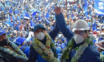 Luis Arce Catacora y David Choquehuanca, recorrieron la ciudad de La Paz