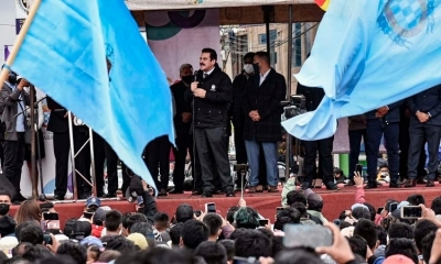 El alcalde Manfred Reyes Villa, durante un acto en la zona sur este lunes.