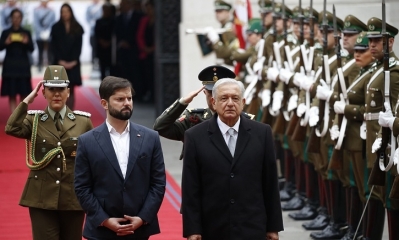 Presidente Boric recibe en La Moneda al Mantario de México, Andrés Manuel López Obrador.  