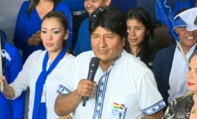 El presidente del Estado y candidato a la reelección por el Movimiento al Socialismo (MAS), Evo Morales