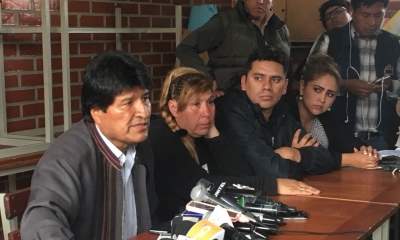 Evo Morales pidió a los afectados mucha fuerza/Foto. BTV 
