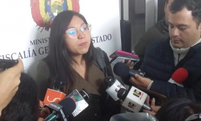 Yesenia Yarhui presentó la denuncia contra Evo Morales Foto: RTP