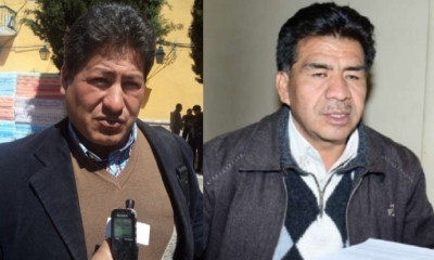 El alcalde interino Kevin Salvador Chambi y el ex alcalde Gilberto Montero/Foto. Kandire