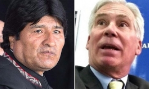 El presidente Evo Morales y el  Encargado de Negocios de la Embajada de Estados Unidos, Peter Brennan