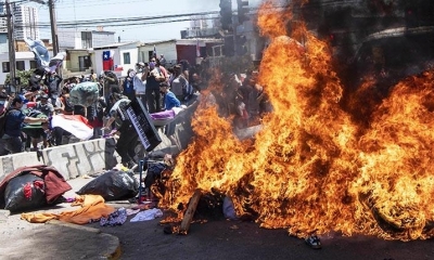 Manifestantes chilenos contra migrantes irregulares venezolanos. | AFP