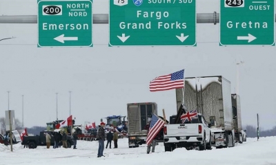 ‘Convoy de la Libertad’ de Canadá bloquea los principales pasos fronterizos con EEUU.