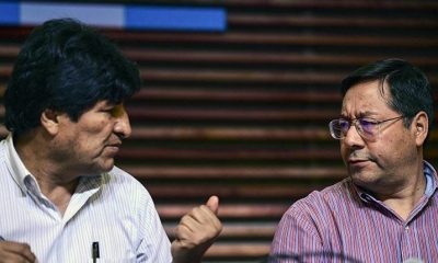 El expresidente Evo Morales y el presidente del Estado, Luis Arce, en un acto público en 2019.