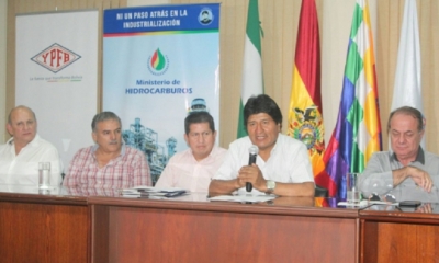 Evo Morales y los empresarios/Foto.ABI