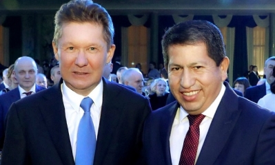 Alexey Miller y Luis Alberto Sánchez. Foto: Ministerio de Hidrocarburos 