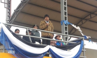 El presidente Evo Morales inauguró el viernes un complejo deportivo en el barrio San Miguel II de la zona Sud Este de la ciudad de Oruro