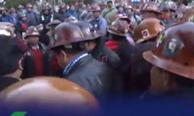 Los mineros protestan en La Paz/Foto. Captura de pantalla