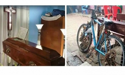 La familia vela los restos de Basilio, su bicicleta fue encontrada llena de hojas y bolsas.