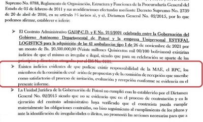 La parte del informe que se refiere al gobernador