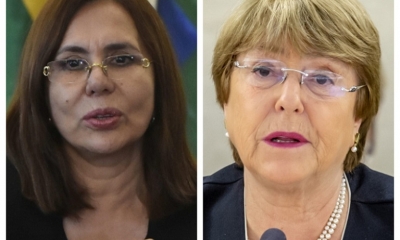 La canciller de Bolivia, Karen Longaric (izq.) y la alta comisionada para los DDHH de la ONU, Michelle Bachelet. Foto: EFE