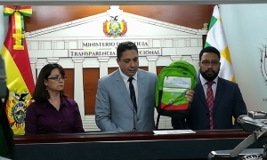 Héctor Arce, ministro de Justicia en conferencia de prensa. Foto: ABI
