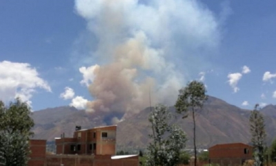 El incendio al norte de Quillacollo/Foto.Daniel James