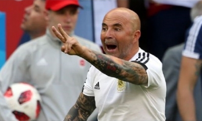 Sampaoli llegó con Argentina hasta los octavos de final de Rusia 2018. Foto: AFP