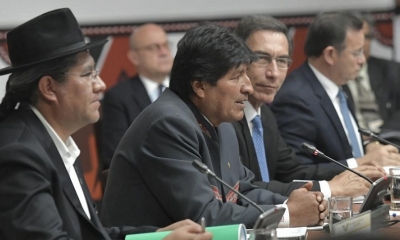 Morales y Vizcarra en el Gabiente Binacional/Foto. ABI