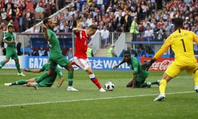 Denis Cheryshev poco antes de marcar su primer ante Arabia Saudita. | Fuente: EFE