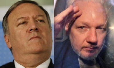 Mike Pompeo y Julian Assange/Foto. Kandire