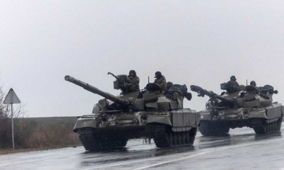 Imágenes de tanques que hacen al conflicto entre Rusia y Ucrania.