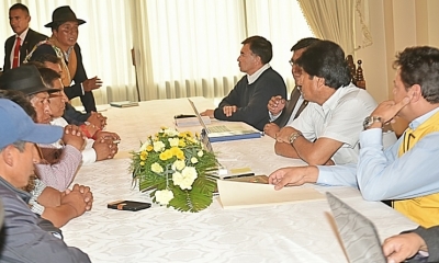 Presidente Morales, reunido con los alcaldes  de La Paz y Achocalla/Foto. ABI