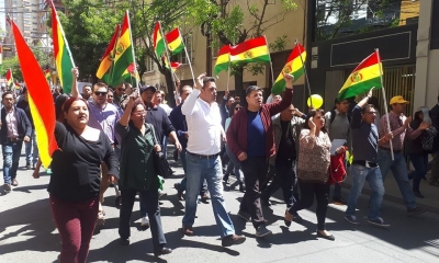 Partidarios de Sol.Bo salieron al centro paceño/Foto. RRSS
