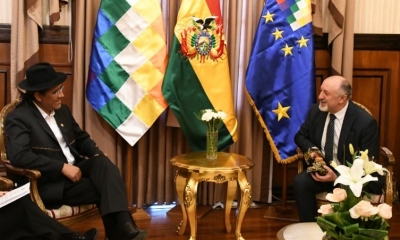 Cancilleres de Bolivia, Diego Pary y Rusia, Vladimir Sprinchan/Foto. ABI