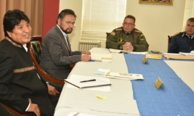 Evo Morales en reunión en la Casa Grande/Foto. ABI