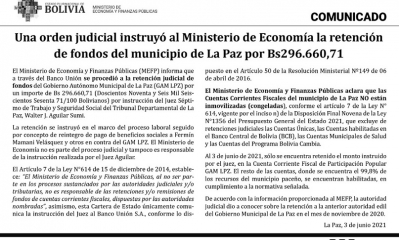 El Alcalde (de La Paz) dijo que se le habían congelado todas las cuentas del municipio
