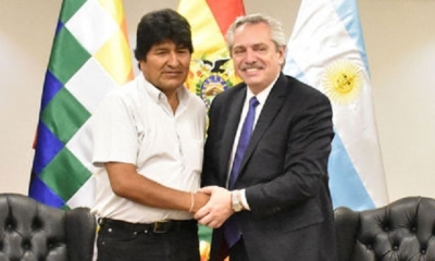 El expresidente Evo Morales y el presidente de Argentina, Alberto Fernández, en una fotografía de archivo.
