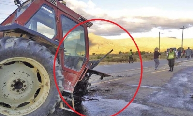 Así quedó el tractor agrícola/Foto. EP