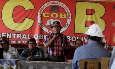El secretario ejecutivo de la COB, Juan Carlos Huarachi,